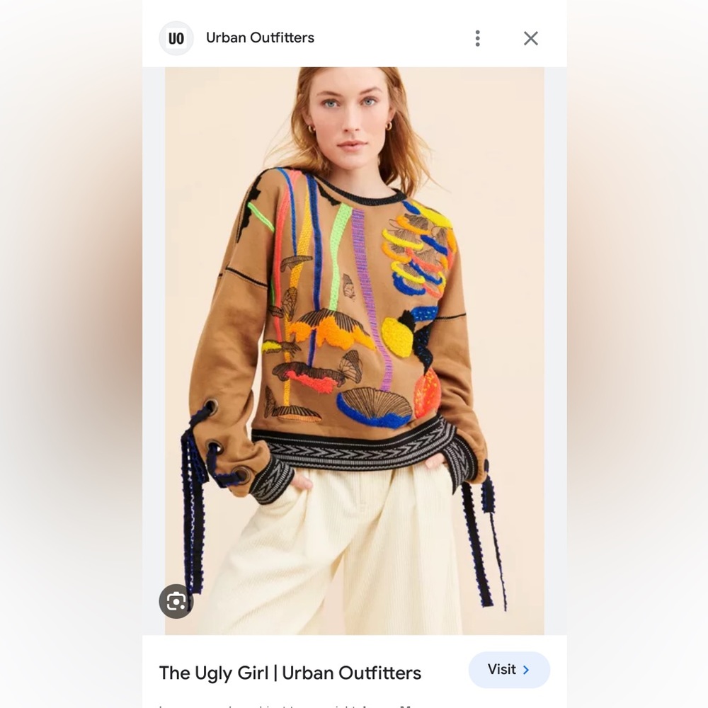 ugly girl mushroom garden pullover